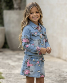 Denim skirt & Flower set