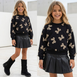 Leopard Little Bow Sweater - zwart