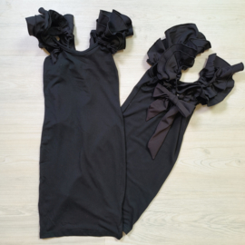 Ruffled bow dress - black