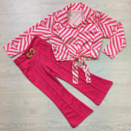 Striped blouse set - fuchsia