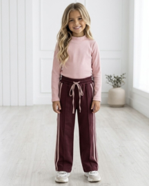 Retro Stripe Wide Leg Pants - bordeaux