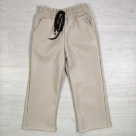 City Leatherlook Wide Leg Pants - beige