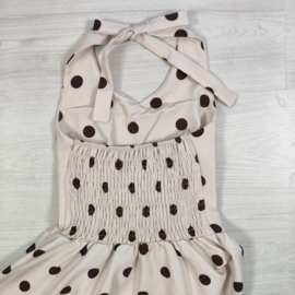 Retro Polka Dot Dress - beige
