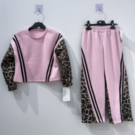 Wild Stripe Leopard Lounge Set - roze