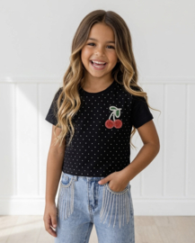 Cherry bling top - zwart