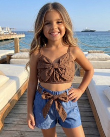Boho Bow Denim Set - bruin