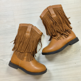 Leatherlook fringe cowboy boots - camel (verzenddatum 24 sep)