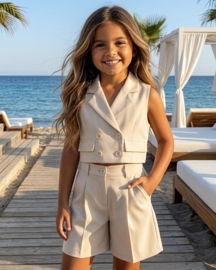Classy Chic Gilet & Culotte Set - beige