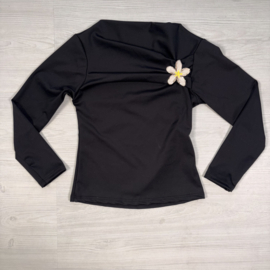 Flower Drape Top - zwart