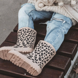 Beige Leopard Rain boots