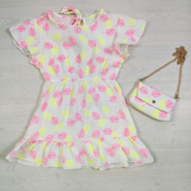 Neon Leaf Summer Dress - geel/roze