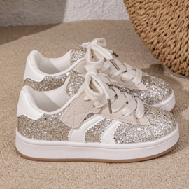 Glitter glam sneakers - goud (met klittenband)