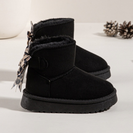 Cozy bow boots - black/leo (verzenddatum 30 okt)