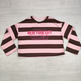 New York Striped Top - roze/bruin