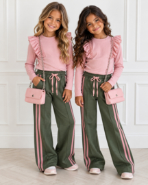 Retro Stripe Wide Leg Pants - groen
