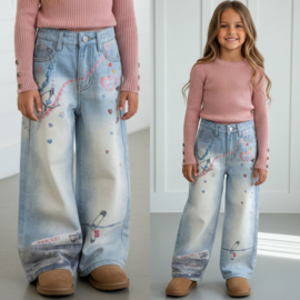 Dreamy Art Wide Leg Jeans – Blauw