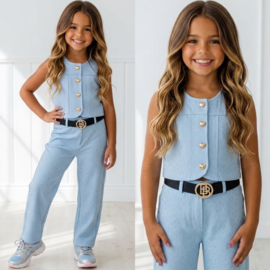 Denim Glam Heart Button Set - blauw