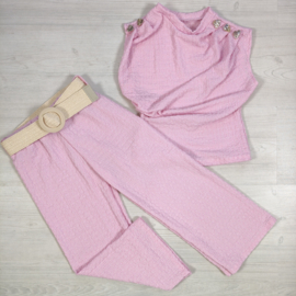 Belted Long Summer Set - roze