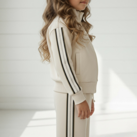 Stripe Glam Tracksuit Set – Beige