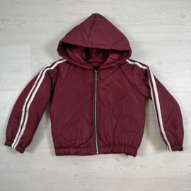 Sporty Stripe Puffer Jacket - bordeaux