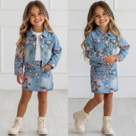 Denim skirt & Flower set