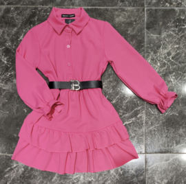 Belted chic dress - fuchsia