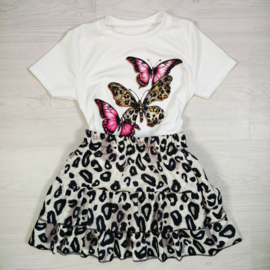 Butterfly Leopard Skort Set - wit