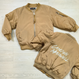 Beige bomber (gepersonaliseerd)