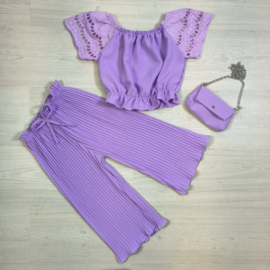 Pleated lace set - paars