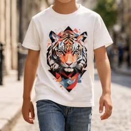 Geo Tiger Graphic Tee - wit