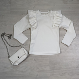 Bagged ruffled longsleeves - wit (verzenddatum 25 sep)