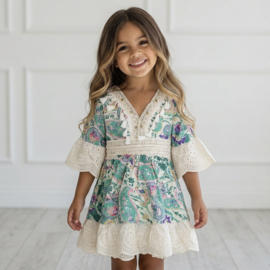 Boho Green Paisley Girls Dress