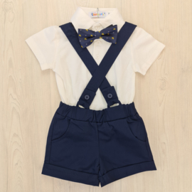 Bow tie dungaree set - blue