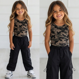 Girls cargo parachute pants - zwart