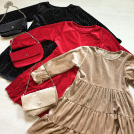 Velvet bling dress & bag (3 kleuren)
