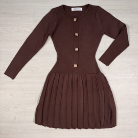 Golden Button Knit Dress - bruin