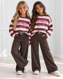 New York Striped Top - roze/bruin