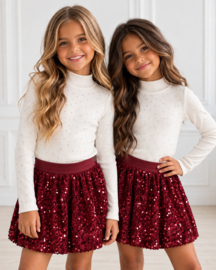 Velvet Sequin Party Skirt - bordeaux