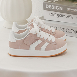 Striped fashion sneakers (met klittenband) - roze