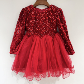 Tule glitter dress - rood