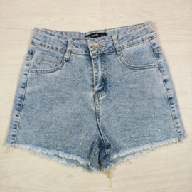 All Over Sparkle Denim Shorts - blauw