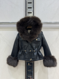 Bella fur Jacket -  zwart/bruin