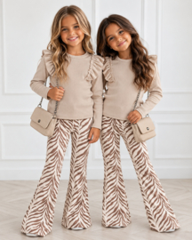 Wild Zebra Velvet Flared - beige
