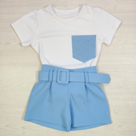 Bling Pocket Short Set - blauw