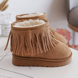 Camel fringe winter boots