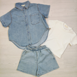 Denim shirt & short set - lichtblauw