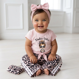 Baby Trendy Girl Leopard Set - roze