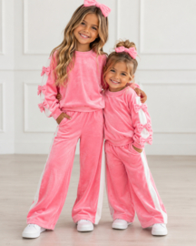 Bow velvet set - roze