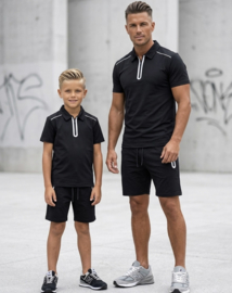 Zip polo twinning set - zwart