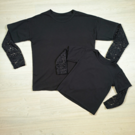 Lacey sleeves tee - TWINNING - zwart